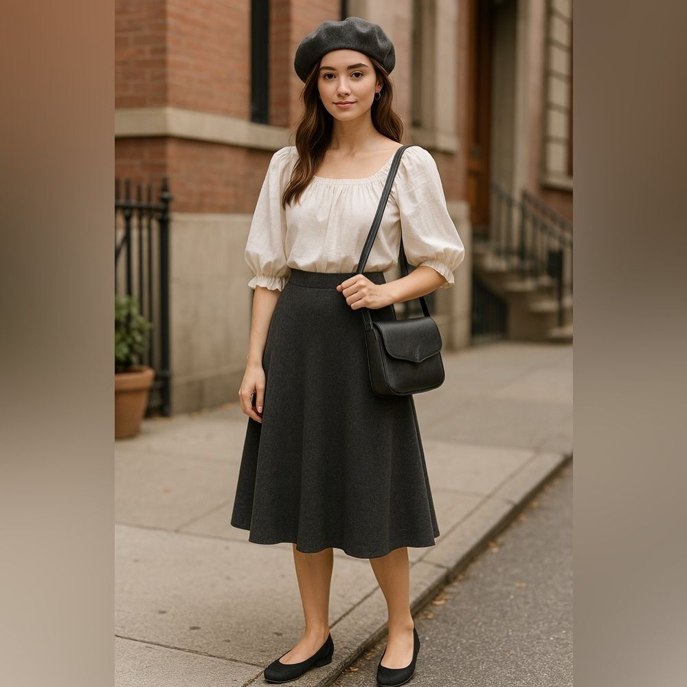 Eileen Fisher Petite Merino Wool Midi Skirt NWT | A-Line Capsule Wardrobe Medium - Picture 1 of 10